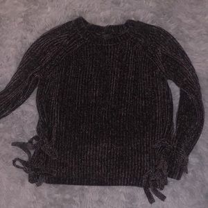 {Sen} Deep Purple Side Tie Sweater
